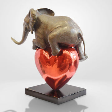 Elephant with a Heart (Bronze Sculpture)