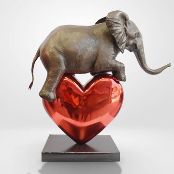 Elephant with a Heart (Bronze Sculpture)