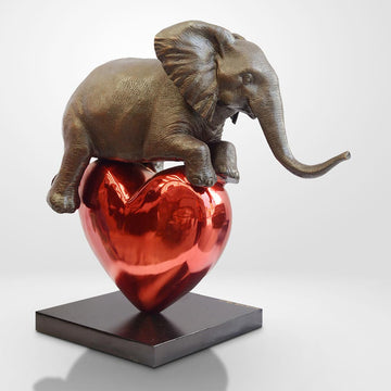 Elephant with a Heart (Bronze Sculpture)