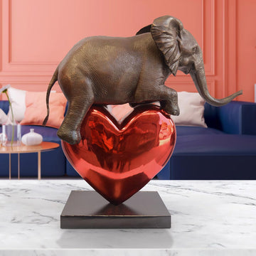 Elephant with a Heart (Bronze Sculpture)