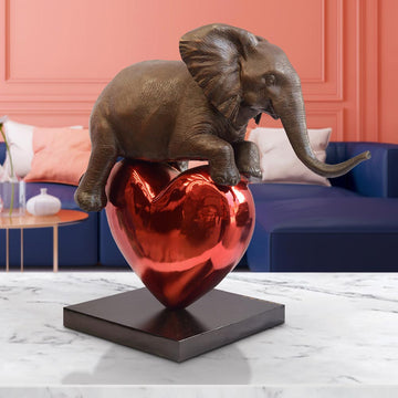 Elephant with a Heart (Bronze Sculpture)