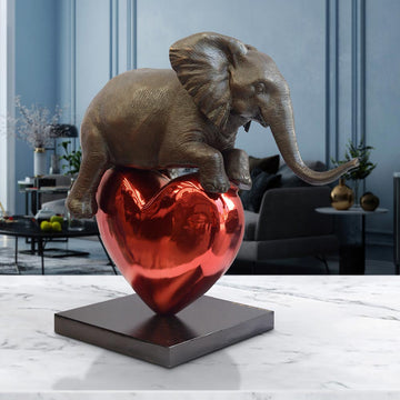 Elephant with a Heart (Bronze Sculpture)