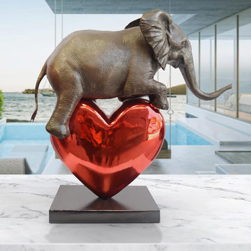 Elephant with a Heart (Bronze Sculpture)