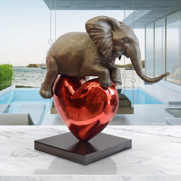 Elephant with a Heart (Bronze Sculpture)