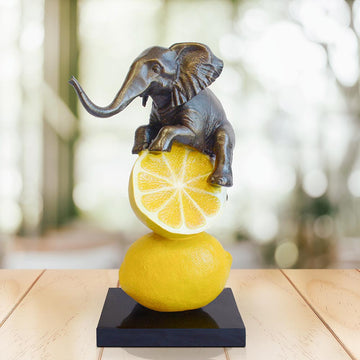 Elephant Really Loves Lemons (Bronze Sculpture, Small)