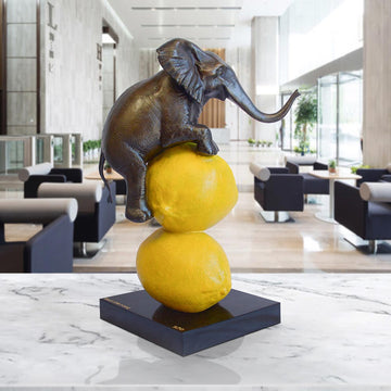 Elephant Really Loves Lemons (Bronze Sculpture, Small)