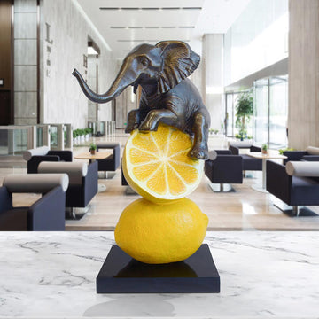 Elephant Really Loves Lemons (Bronze Sculpture, Small)