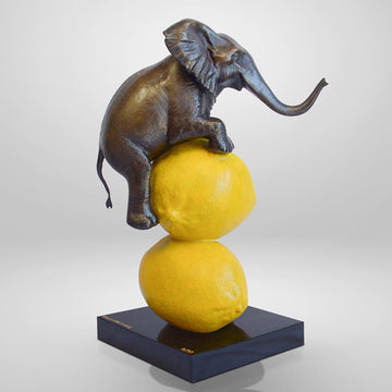 Elephant Really Loves Lemons (Bronze Sculpture, Small)