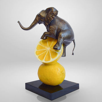 Elephant Really Loves Lemons (Bronze Sculpture, Small)