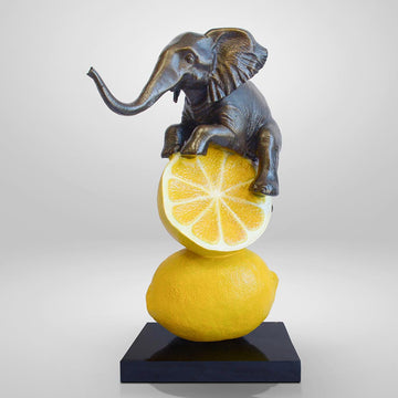 Elephant Really Loves Lemons (Bronze Sculpture, Small)