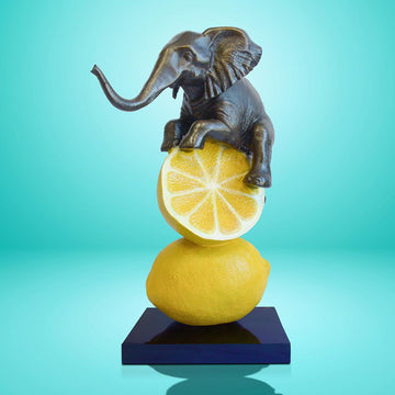 Elephant Really Loves Lemons (Bronze Sculpture, Small)