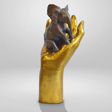 An Elephant in the Hand (Bronze Sculpture, Small)