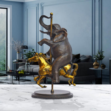 Elephant Goes Round and Round (Bronze Sculpture, Small)