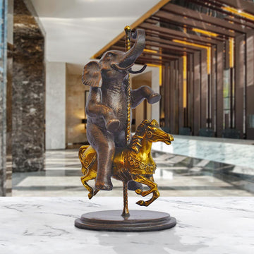 Elephant Goes Round and Round (Bronze Sculpture, Small)