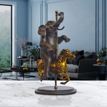 Elephant Goes Round and Round (Bronze Sculpture, Small)