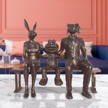 Elmo Loves Rabbitwoman and Dogman Big Time (Bronze Sculpture)