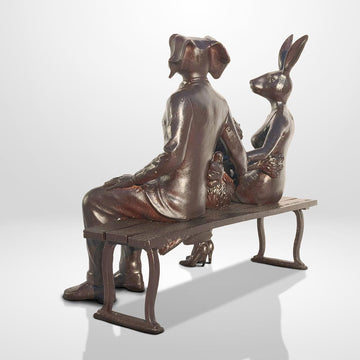 Elmo Loves Rabbitwoman and Dogman Big Time (Bronze Sculpture)