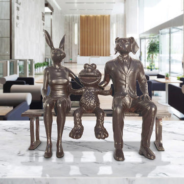 Elmo Loves Rabbitwoman and Dogman Big Time (Bronze Sculpture)