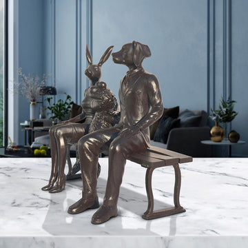 Elmo Loves Rabbitwoman and Dogman Big Time (Bronze Sculpture)