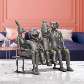 Ernie and Bert Love Rabbitwoman and Dogman (Bronze Sculpture, Small)