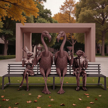 The Flamingo Bench of Friendship (Bronze Sculpture)
