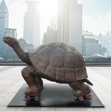 The Galapagos Tortoise Races on Roller Skates (Bronze Sculpture)