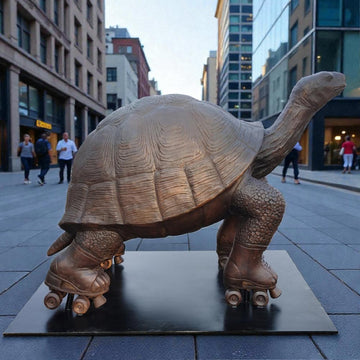 The Galapagos Tortoise Races on Roller Skates (Bronze Sculpture)