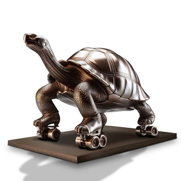 The Galapagos Tortoise Races on Roller Skates (Bronze Sculpture)