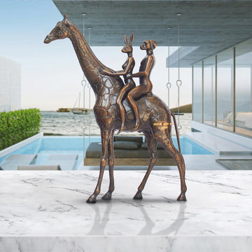 Giraffe Riders (Bronze Sculpture, Small)