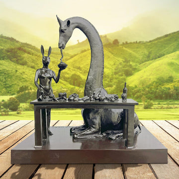The Masai Giraffe with Rabbitwoman Cooked Up a Storm (Bronze Sculpture)
