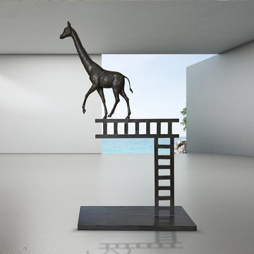 Giraffe Reaches New Heights and Beyond (Bronze Sculpture)