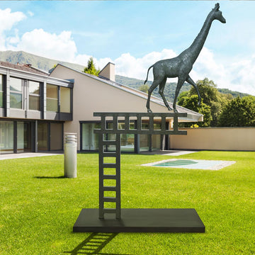 Giraffe Reaches New Heights and Beyond (Bronze Sculpture)