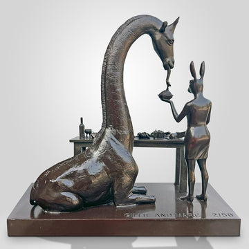 The Masai Giraffe with Rabbitwoman Cooked Up a Storm (Bronze Sculpture)