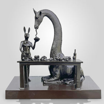 The Masai Giraffe with Rabbitwoman Cooked Up a Storm (Bronze Sculpture)