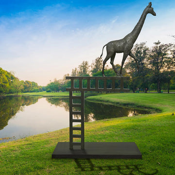 Giraffe Reaches New Heights and Beyond (Bronze Sculpture)