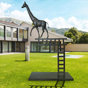 Giraffe Reaches New Heights and Beyond (Bronze Sculpture)