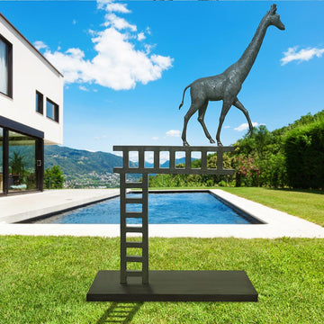 Giraffe Reaches New Heights and Beyond (Bronze Sculpture)