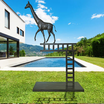 Giraffe Reaches New Heights and Beyond (Bronze Sculpture)