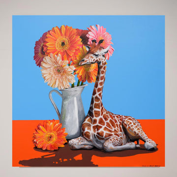 Giraffe and flowers (Original Painting)