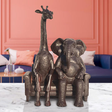 The Elephant Thought Big, the Giraffe Thought Tall (Bronze Sculpture)