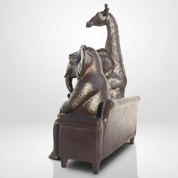 The Elephant Thought Big, the Giraffe Thought Tall (Bronze Sculpture)