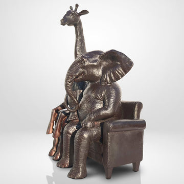 The Elephant Thought Big, the Giraffe Thought Tall (Bronze Sculpture)