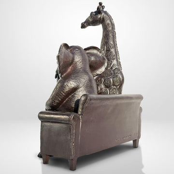 The Elephant Thought Big, the Giraffe Thought Tall (Bronze Sculpture)