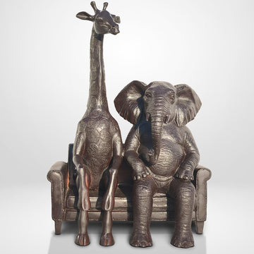 The Elephant Thought Big, the Giraffe Thought Tall (Bronze Sculpture)