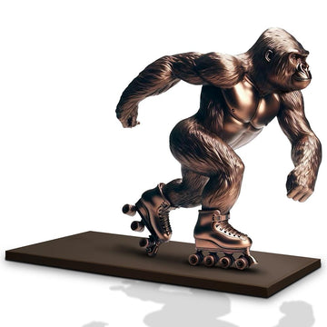 The Mountain Gorilla Races on Rollar Skates (Bronze Sculpture)