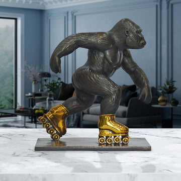 The Eastern Lowland Gorilla Races Against Time on Rollar Skates (Bronze Sculpture, Small)
