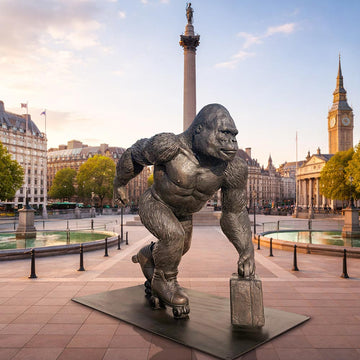 The Mountain Gorilla Races on Rollar Skates (Bronze Sculpture)