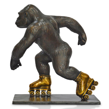 The Eastern Lowland Gorilla Races Against Time on Rollar Skates (Bronze Sculpture, Small)