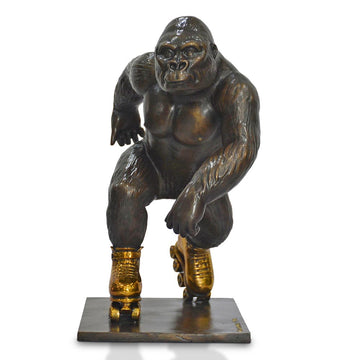 The Eastern Lowland Gorilla Races Against Time on Rollar Skates (Bronze Sculpture, Small)