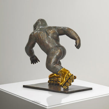 The Eastern Lowland Gorilla Races Against Time on Rollar Skates (Bronze Sculpture, Small)